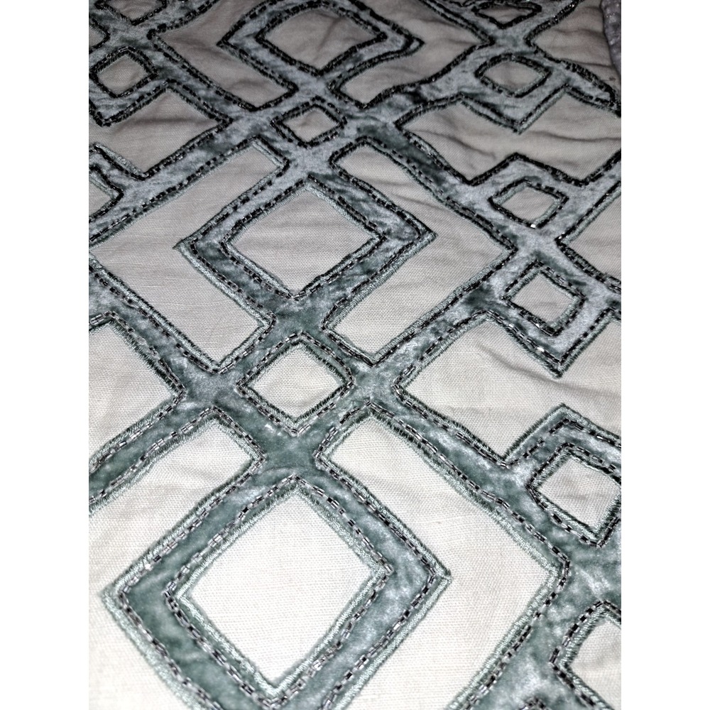 Callisto Home Geometric Beaded Pillow Cover Euro Shams Neutral - Picture 3 of 8